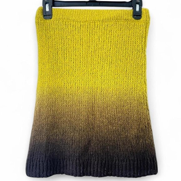 Free People Pull-On Fade Away Knit Sweater Skirt Alpaca Wool Blend Yellow/Brown - Picture 4 of 8